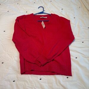 NWT LOFT Vibrant Red V-Neck Sweater